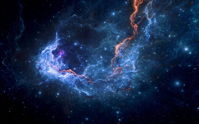 2019 Fractal Nebula Glow Space Universe, HD wallpaper