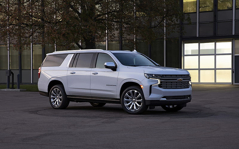 Chevrolet Suburban, 2020, exterior, white luxury SUV, new white Suburban, american cars, Chevrolet, HD wallpaper