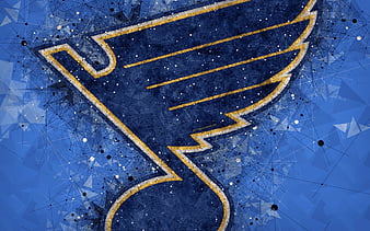 St Louis Blues, golden logo, NHL, blue metal background, american hockey  team, HD wallpaper