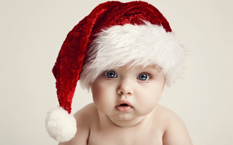 Cute Baby Santa, Cute, Baby, holidays, Santa, happy, HD wallpaper