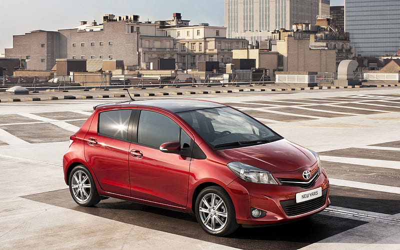 Toyota Yaris saloon car red appearance of the 09, HD wallpaper
