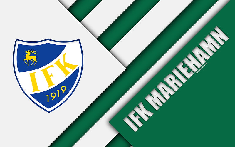 IFK Mariehamn logo, material design, green white abstraction, Finnish football club, Veikkausliiga, football, Mariehamn, Finland, Mariehamn FC, HD wallpaper