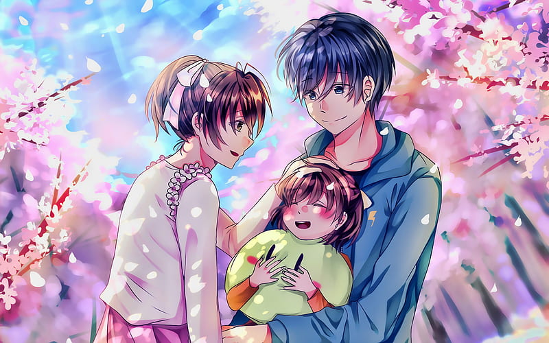 furukawa nagisa, okazaki tomoya, and okazaki ushio (clannad) drawn by  rurounin