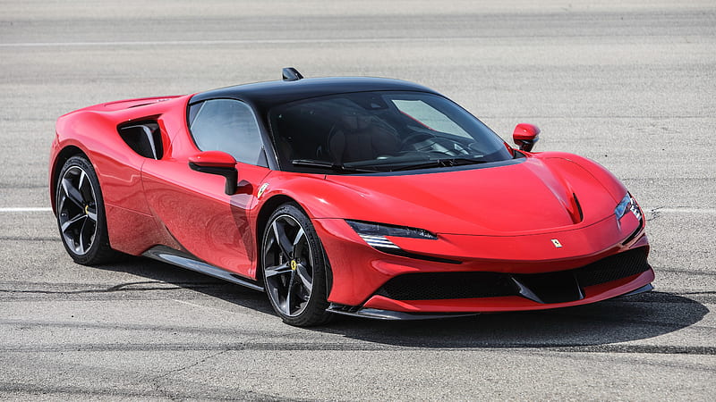 ferrari sf90 stradale, red supercars, front view, Vehicle, HD wallpaper