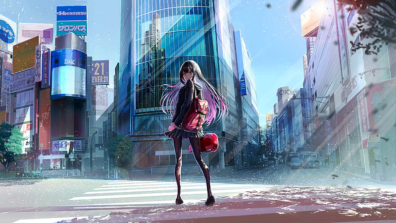 School Anime Girl, HD wallpaper