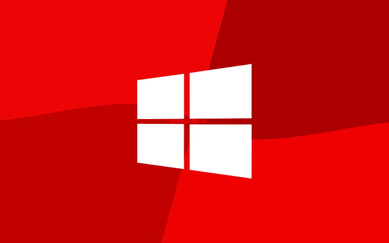 Windows 10 red logo, Microsoft logo, minimal, OS, red background, creative, Windows 10, artwork, Windows 10 logo, HD wallpaper