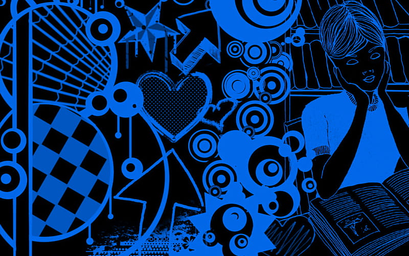 Its a Crazy Blue World, out, world, circle, checker, book, read, its, person, star, blue, female, male, a, baby, cool, crazy, heart, awesome, HD wallpaper