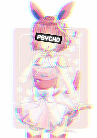 Psycho Cute, aesthetic, anime, anime bunny, anime girl, bunny girl, glitch, kawaii, HD phone wallpaper