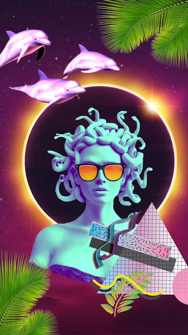 Fancy Medusa, background, fancy, medusa, vaporwave, HD phone wallpaper