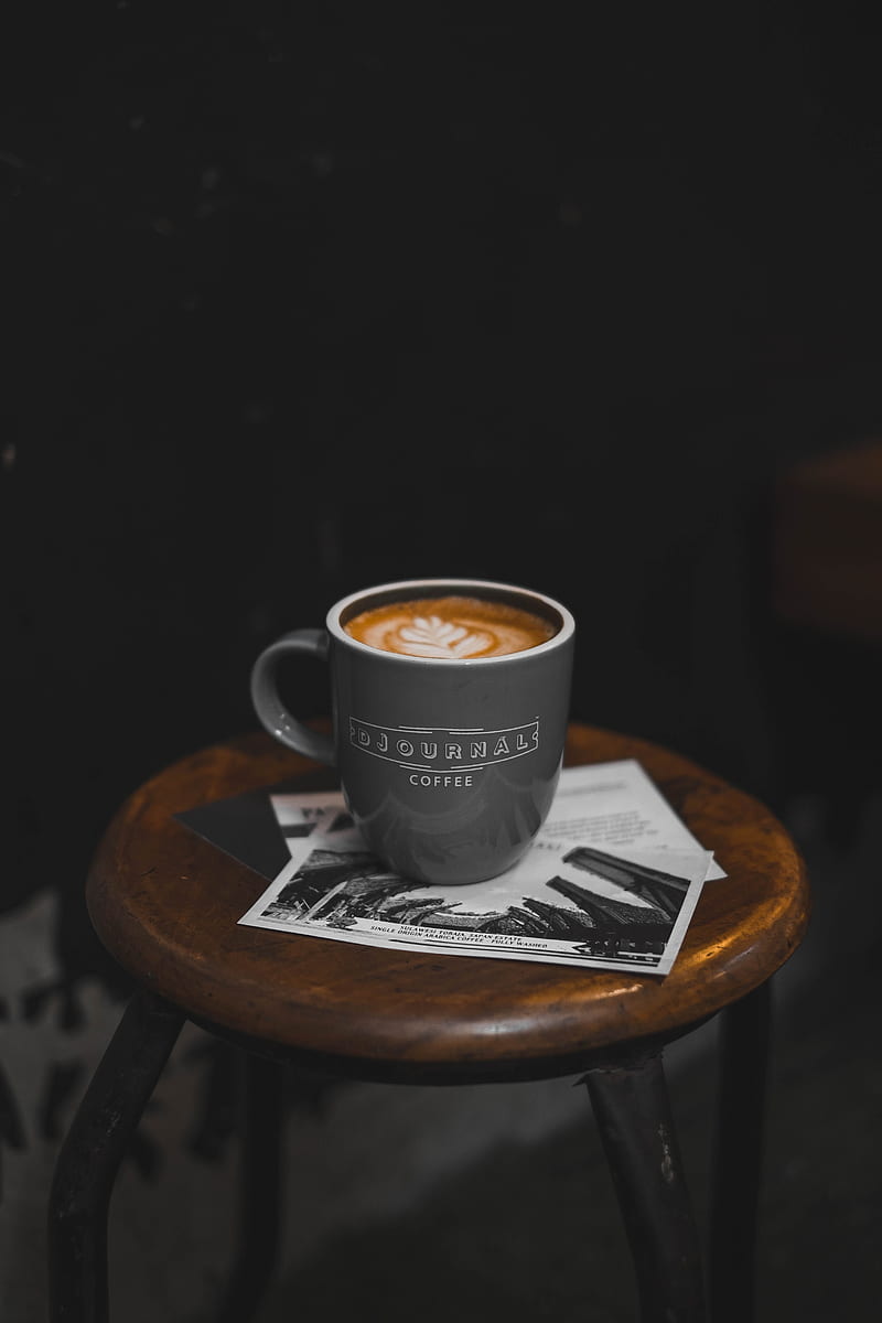 cup, coffee, postcard, table, HD phone wallpaper