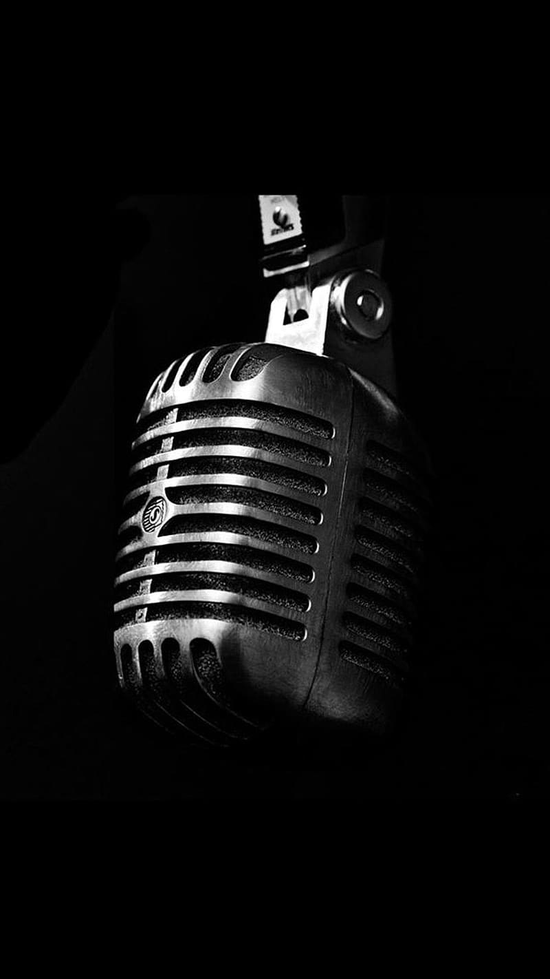 Music Lover, Vintage Microphone, retro mic, black background, HD phone wallpaper