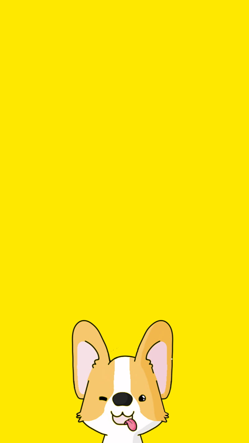 CUTE DOGGO, chibi, dog, yellow, HD phone wallpaper