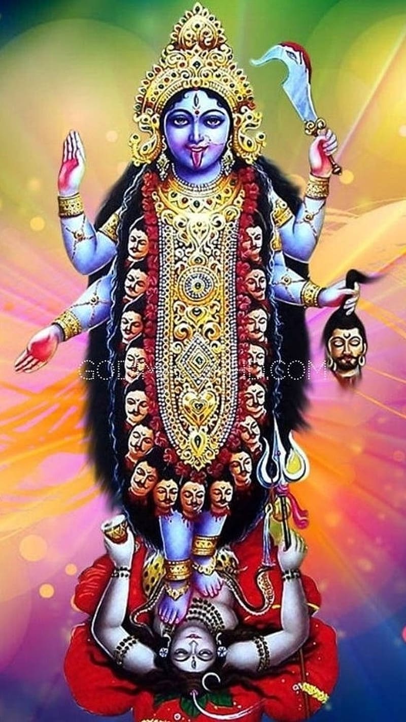 Durga Maa 3d, Maa Kali On Shiva Rainbow Aesthetic, maa kali, shiva rainbow, aesthetic, hindu, goddess, HD phone wallpaper