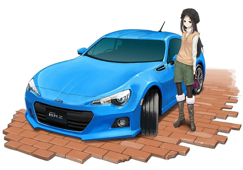 Anime girl by a Subaru BRZ, Subaru, Anime, girl, car, blue, HD wallpaper |  Peakpx