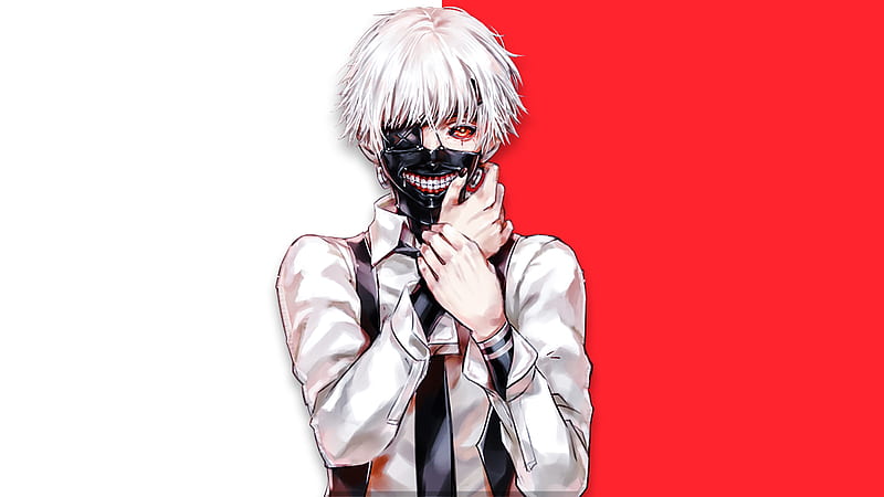 White Hair Ken Kaneki With Mask Red Eyes Teeth Tokyo Ghoul, HD wallpaper |  Peakpx