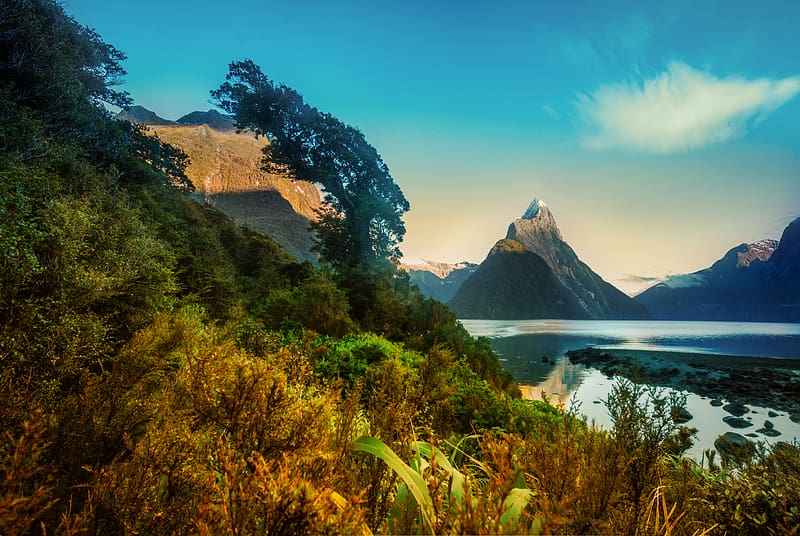 Mountain, Peak, New Zealand, , Milford Sound, Fjord, Mitre Peak, HD wallpaper