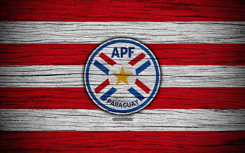 Paraguay national football team, logo, North America, football, wooden texture, soccer, Paraguay, emblem, South American national teams, Paraguayan football team, HD wallpaper