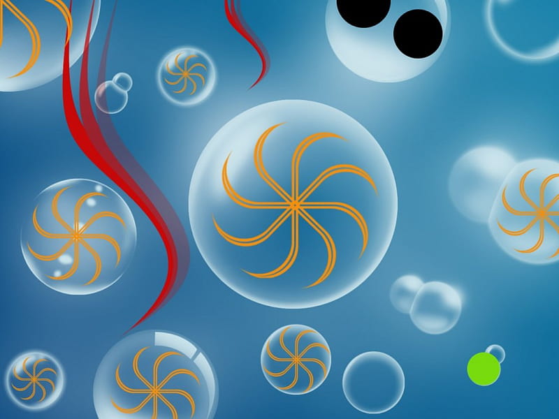 the water town of bubly, dots, bubles, town, water, something red, bubly, the, something orange, HD wallpaper