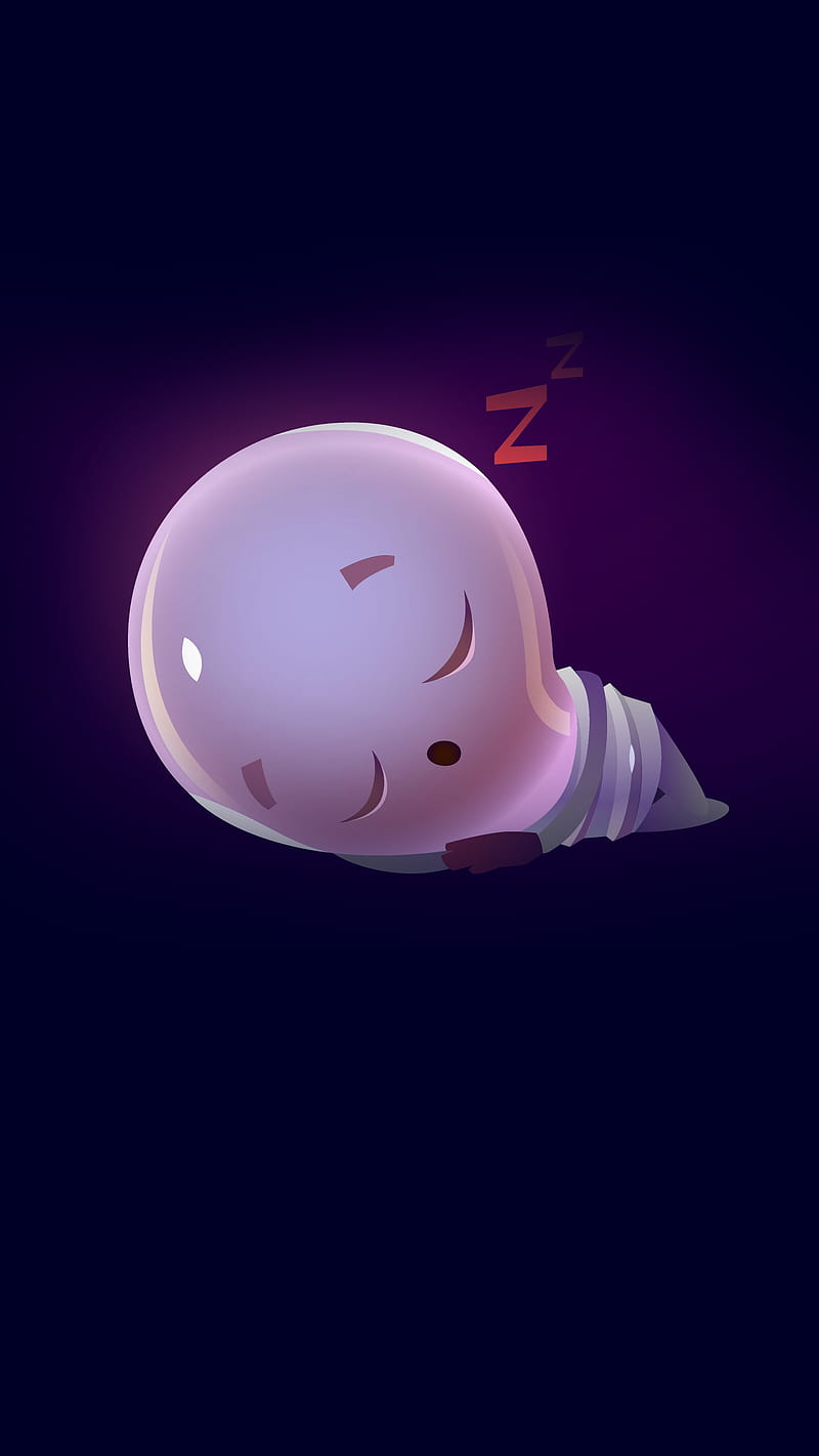 Tired Light Bulb, Kiss, cozy, cute, nigh night, pink, purple, sleepy, z, HD phone wallpaper