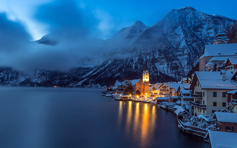 Austria Hallstatt Winter 2020 Scenery Graphy, Hd Wallpaper 