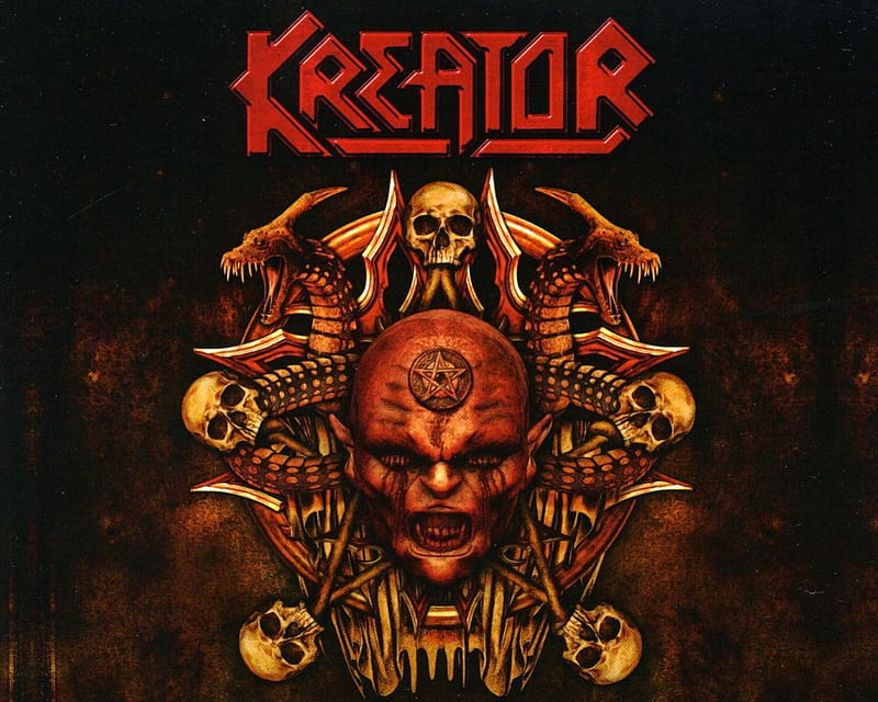 Kreator - Demon Face, german, germany, music, band, evil, metal, demon, logo, heavy, face, kreator, skull, HD wallpaper