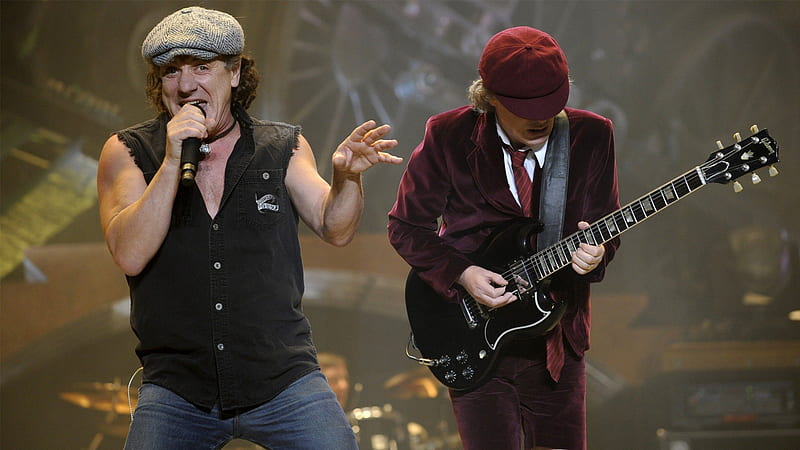 Brian Johnson-Angus Young-AC DC, music, entertainment, people, HD wallpaper