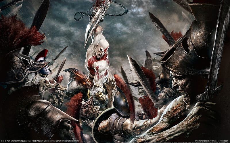 chains of olympus, chains, god of war, gow2, olympus, warrior, battle, god of war 2, kratos, fite, devil, HD wallpaper