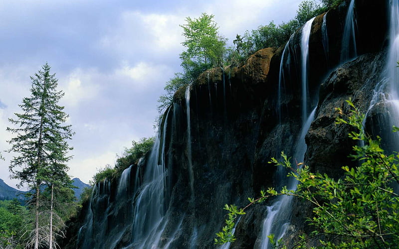 Summer Waterfall in Mountain, HD wallpaper