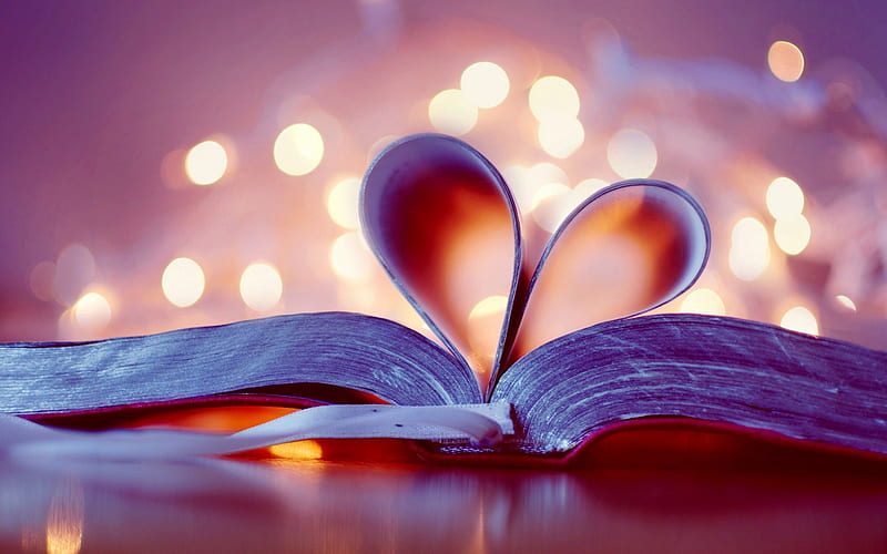 heart book, graphy, original, love, heart, book, bookmark, abstract, HD wallpaper