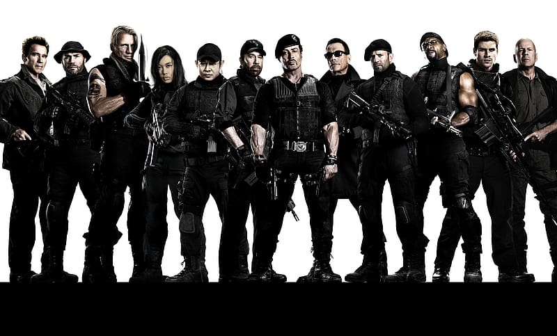 Arnold Schwarzenegger, Jean Claude Van Damme, Sylvester Stallone, Jason Statham, Jet Li, Bruce Willis, Movie, The Expendables, Gunnar Jensen, Barney Ross, Church (The Expendables), Dolph Lundgren, Hale Caesar, Lee Christmas, Randy Couture, Terry Crews, Toll Road, Yin Yang (The Expendables), Liam Hemsworth, Chuck Norris, The Expendables 2, Booker (The Expendables), Trench (The Expendables), Vilain (The Expendables), Billy (The Expendables), Maggie (The Expendables), Nan Yu, HD wallpaper