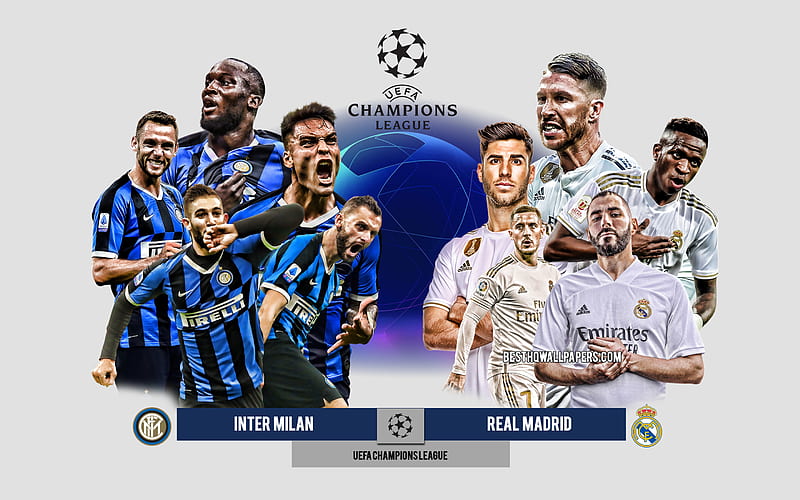Inter Milan vs Real Madrid, Group B, UEFA Champions League, Preview, promotional materials, football players, Champions League, football match, Inter Milan, Real Madrid, HD wallpaper
