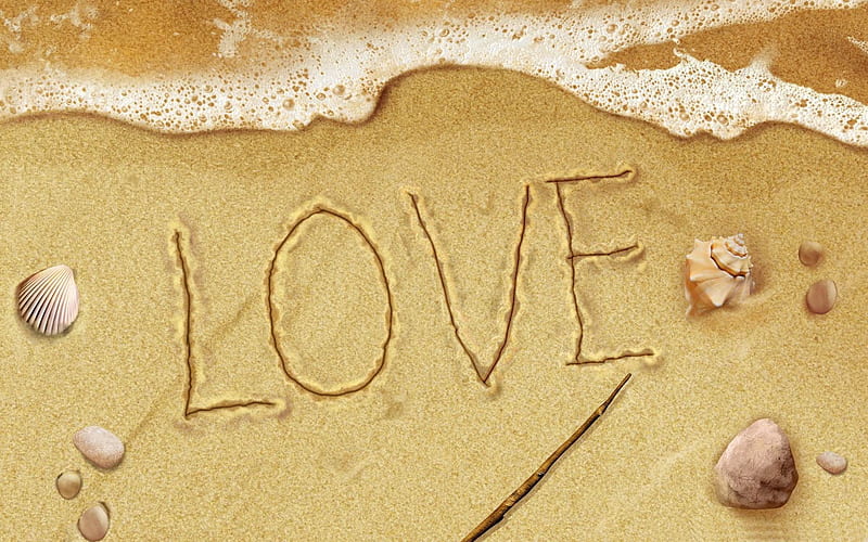 love on the beach-Happy Valentines Day theme, HD wallpaper