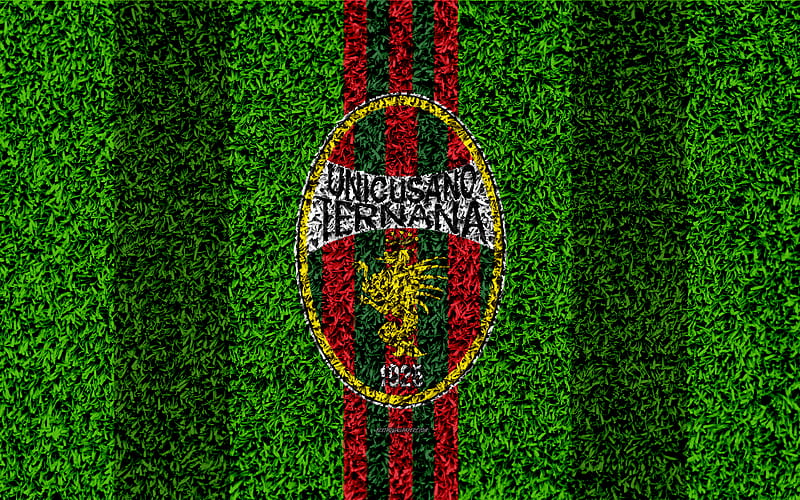 Ternana Calcio football lawn, Italian football club, logo, red green lines, grass texture, Serie B, Terni, Umbria, Italy, football, Ternana FC, HD wallpaper
