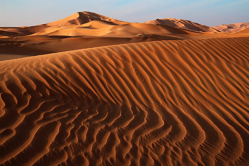 desert, sand, dunes, relief, sky, HD wallpaper