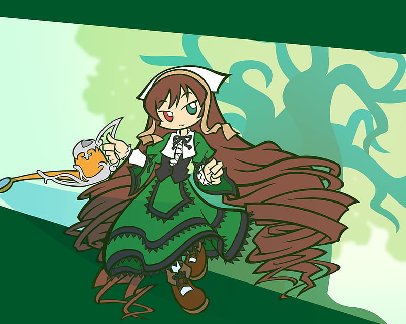 Rozen Maiden Girl, cute, green, girl, brown, anime, HD wallpaper
