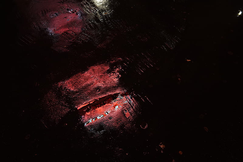 puddle, reflection, neon, asphalt, dark, HD wallpaper