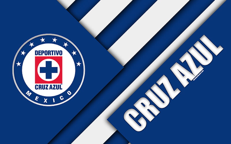 Cruz Azul FC Deportivo Cruz Azul, Mexican Football Club, material design, logo, blue white abstraction, Mexico City, Mexico, Primera Division, Liga MX, HD wallpaper