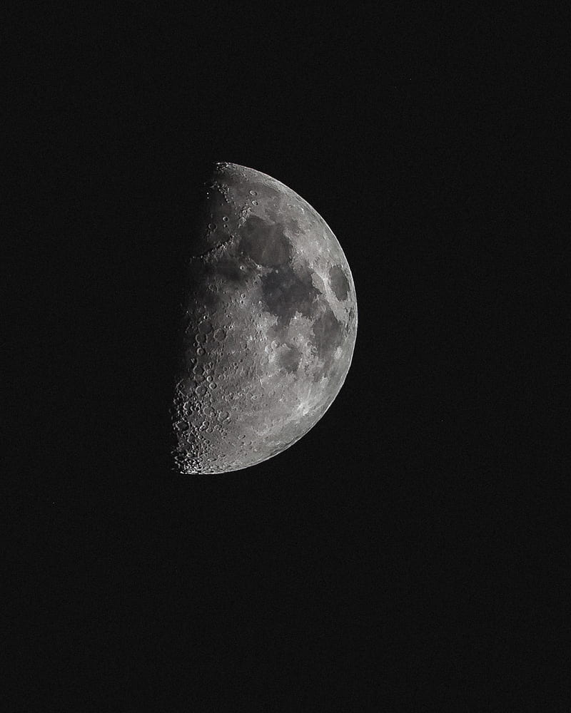 moon, craters, black, shadow, HD phone wallpaper