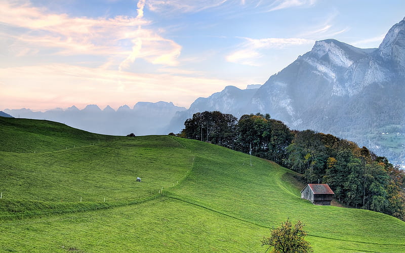 mountain pasture-Beautiful natural landscape, HD wallpaper