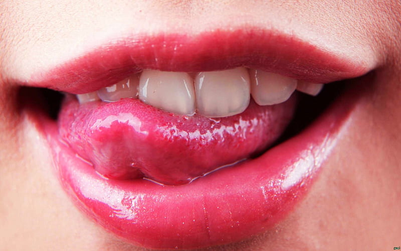SWEET, girl, face, lips, tongue, teeth, HD wallpaper