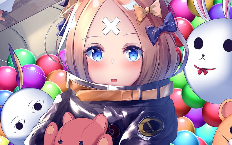 Abigail Williams, toys, Foreigner, Fate Grand Order, close-up, blue eyes, TYPE-MOON, artwork, Fate Series, HD wallpaper