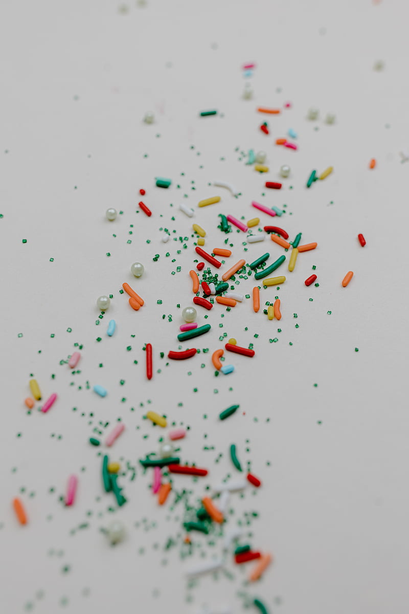 Red Green and White Sprinkles on White Surface, HD phone wallpaper