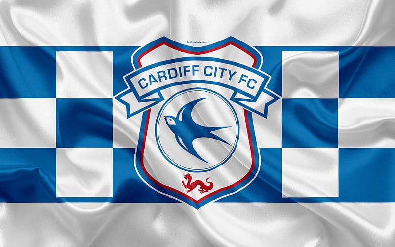 Cardiff City FC, silk flag, emblem, logo Cardiff, UK, English football club, Football League Championship, Second League, football, HD wallpaper