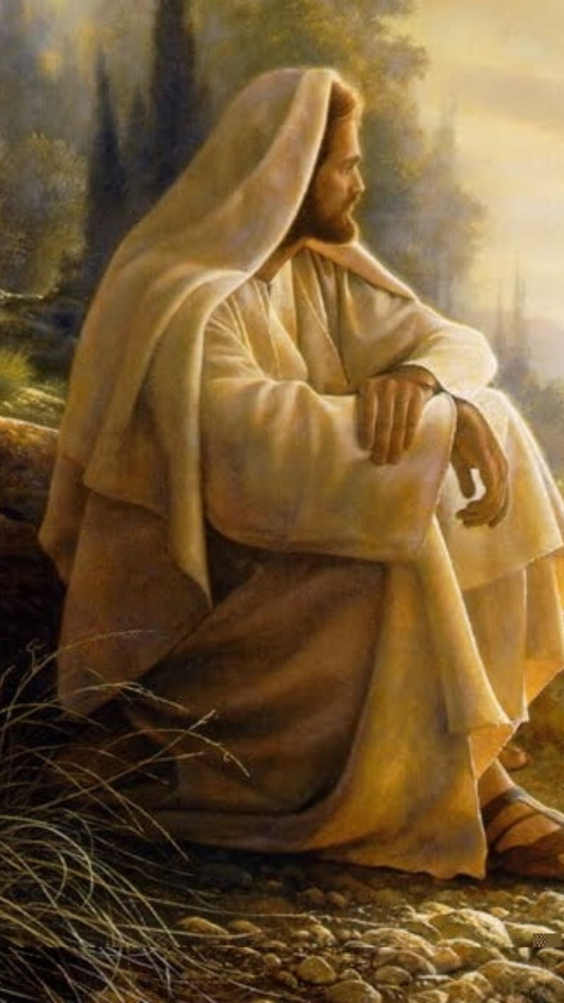 God Lord Jesus Sitting On Hill, god , lord jesus, sitting, hill, view, HD phone wallpaper