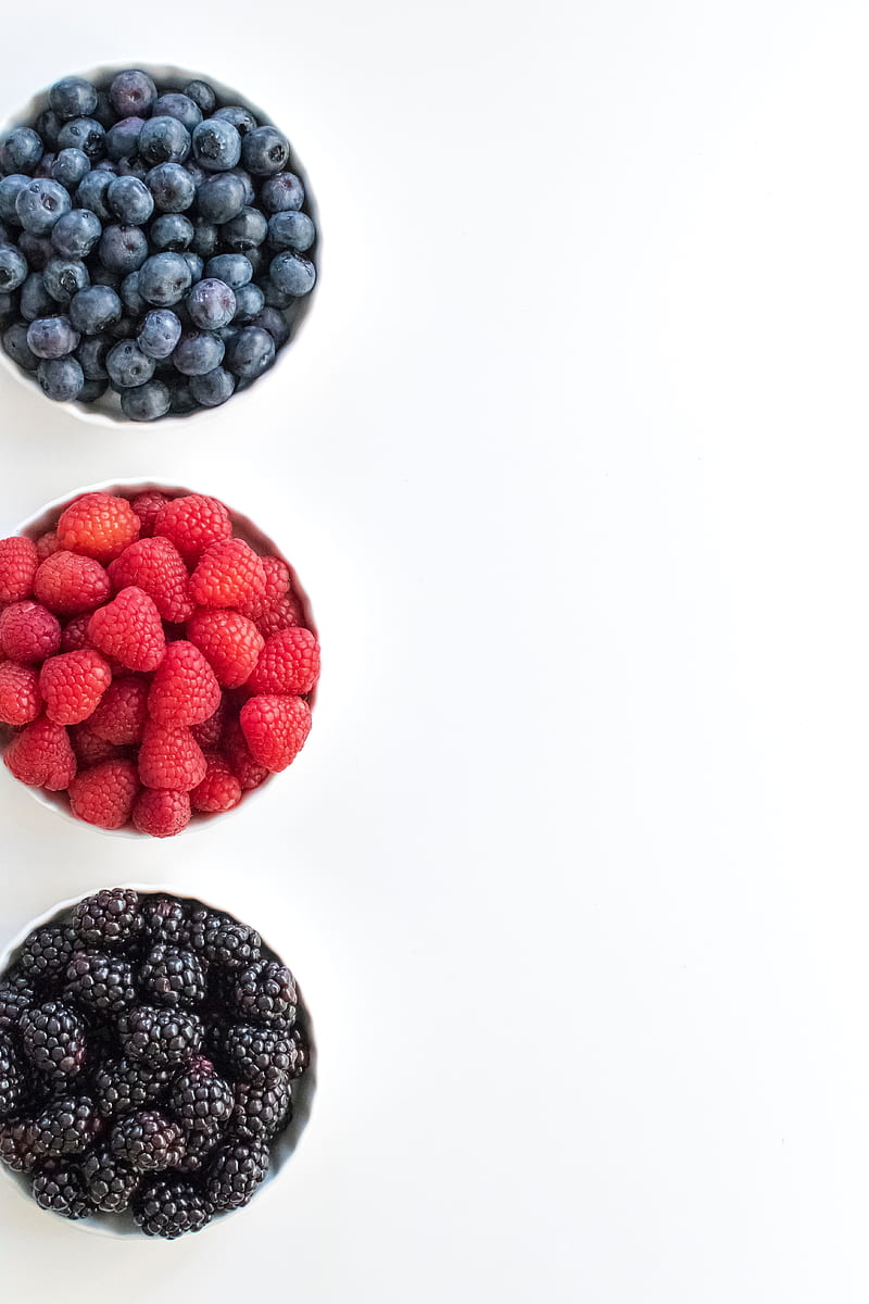 raspberries, blueberries, blackberries, berries, HD phone wallpaper