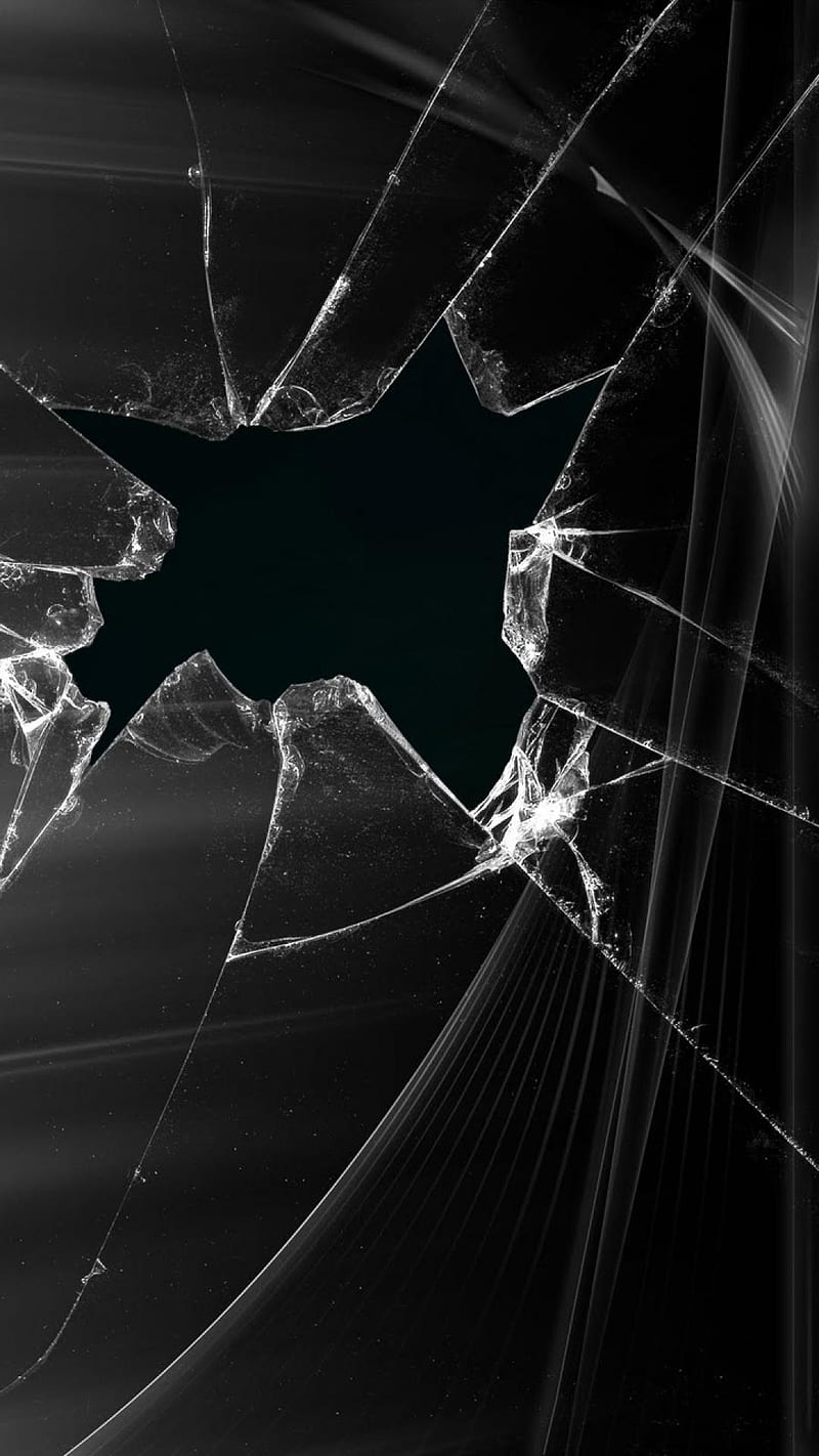 Broken Glass, black phone screen, gray, HD phone wallpaper