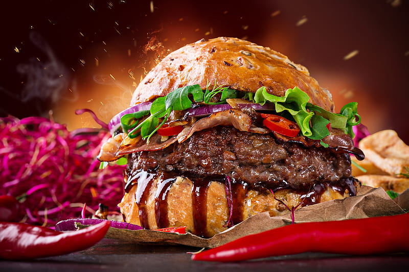 Burger, eat, food, HD wallpaper