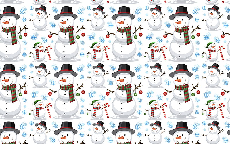 Texture, pattern, paper, white, snowman, winter, iarna, blue, HD wallpaper