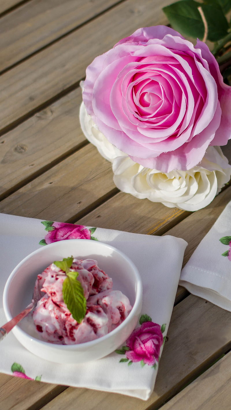 Flower , rose, pink, ice cream, HD phone wallpaper