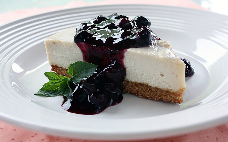 cheese cake with blueberry sauce-sweet foods, HD wallpaper